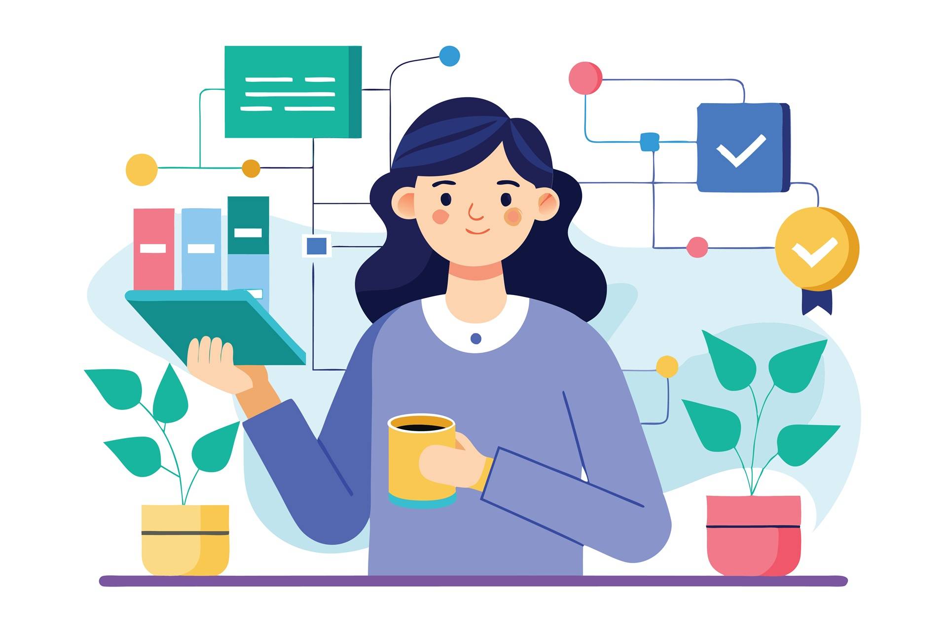 Frau plant Tagesabläufe digital | Paketbox für Zuhause

