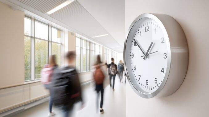 Menschen im Flur vor großer Uhr | Paketbox für Zuhause